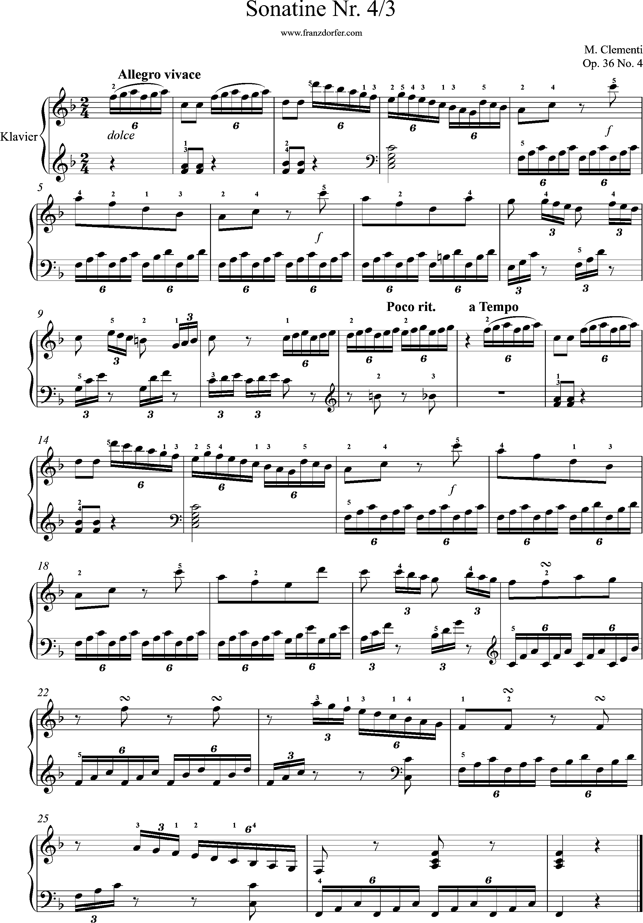 Clementi, op. 36, Sonatine 4, 3.Satz, Allegro vivace